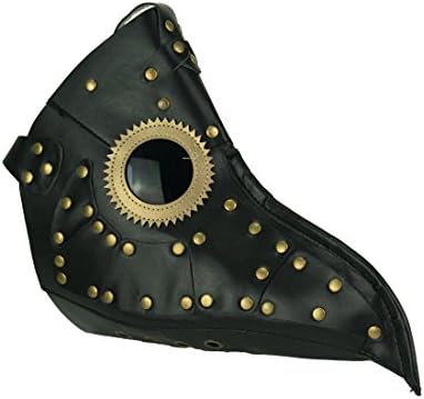 KBW Black Faux Leather Studded Steampunk Plague Doctor Costume Mask Cosplay