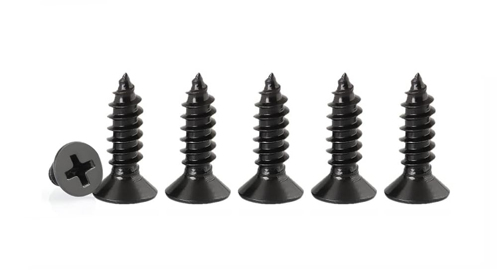 M4 Phillips Flat Head Self Tapping Screws,100 pcs Black M4 x 16mm Carbon Steel Wood Screws DIY Woodworking Screws with Box (M4 X 16mm 100 PCS)