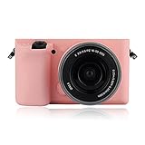 Turpro Flexible Silicone Camera Case,Soft Protective Camera Cover Skin for Sony Alpha A6000 with 16-50mm Lens (Pink)