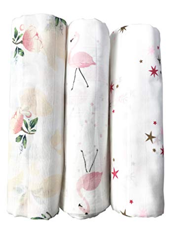 Cotton Muslin Swaddle Blankets, Set of 3, My Little Angel, Perfect Baby Shower Baby Registry Gift