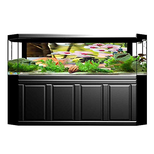 UHOO2018 Fish Tank Decorations Massage Composition Spa with Candles Orchids Stones in Garden HD Fish Tank Decorations Sticker 29.5"x21.6"