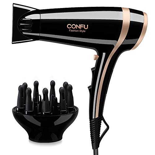 Professional Ionic Salon Hair Dryer, CONFU 1875 Watt Negative Ion Fast Drying Lightweight Quiet Blow Dryer, Low Noise Ceramic Tourmaline Hairdryer with Diffuser and Concentrator Nozzles - Thumbnail 7