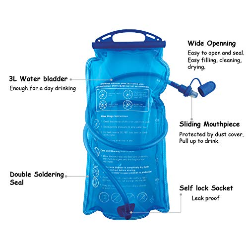 JOYHILL Hydration Bladder, 3L Water Bladder, 3 Liter Large Opening Water Reservoir, Leak Proof