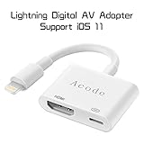 Lightning to HDMI Adapter, Acode Lightning Digital AV Adapter with Lightning Charging Port for iPhone, iPad and iPod Models on 1080P HDTV Display Monitor Projector