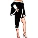 Bodycon4U Women's Sexy Asymmetric Hem Flare Bell Sleeve Bodycon Club Party Mini Dress