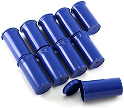 Skyway Viper Waterproof Airtight Smell Proof Stash Box Odor Sealing Container Prescription Vial Bottle with Child Resistant Squeeze Top Cap 1.6 OZ 13 Dram - Set of 10 (Blue)