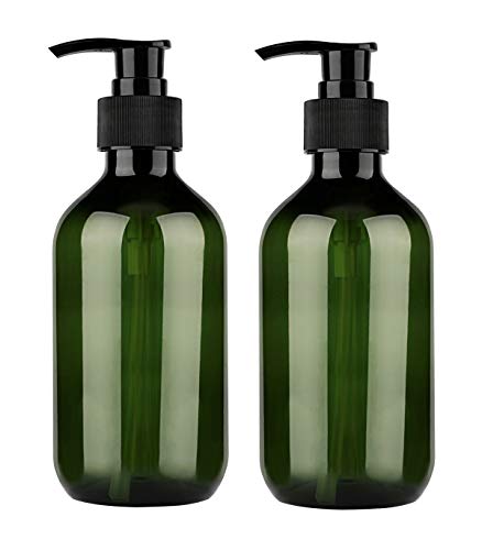 Yebeauty 300ml 10oz Empty Plastic Pump Bottles, Pump Bottle 2 Pack Pump Lotion Dispenser Empty Bottle with Pump Multipurpose for Emulsion Shampoo or Body Wash Bottle,Green