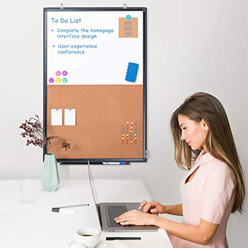 Combination Board, 36 x 24 Magnetic Whiteboard & Cork Board, Dry Erase Board Bulletin Combo Board for Home Office Classroom, Wall Mounted Memo Message Board - Thumbnail 5