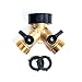Ologymart Solid Brass, Heavy Duty 2 Way Y Connector Valve Splitter with Wide Grip converts 1 Spigot into 2
