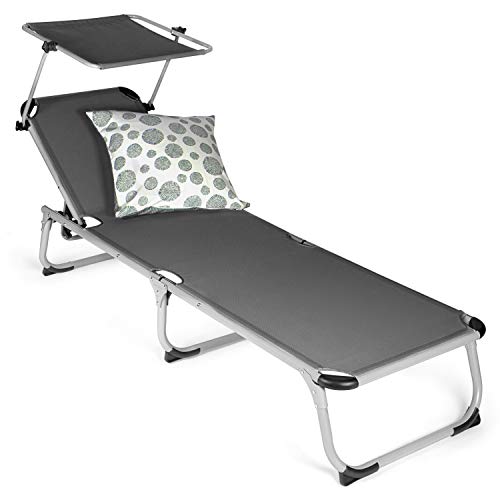 Park Alley Sonnenliege klappbar - Gartenliege wetterfest, Liegestuhl klappbar mit Sonnenschirm - hochwertiger Aluminium Rahmen - Outdoor Liegestuhl für Balkon & Garten - Belastbar bis 100kg – Bild 3
