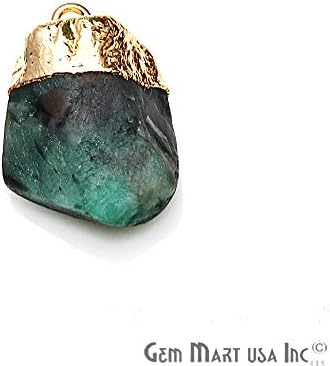 Rough Emerald Pendant Gold Plated, Single Bail Pendant (EM-50009)