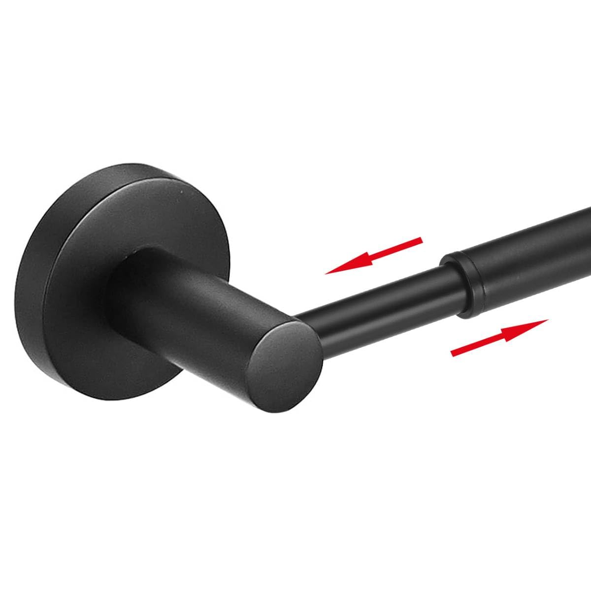 BESy Adjustable 37.2 to 69.6 CM Single Towel Rail for Bathroom SUS304 Stainless Steel Towel Bar, Wall Mounted Towel Holder with Screws, Towel Holder Rod Hotel Style，Matte Black