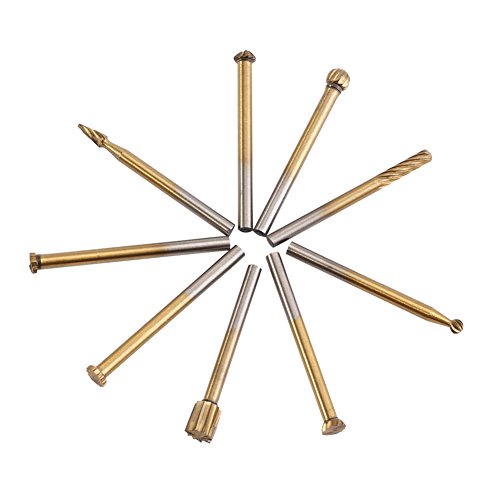 20pcs 1/8inch Shank HSS Titanium Coating Rotary Burr Routing Bit Set Milling File Cutter Woodworking Carving Tools