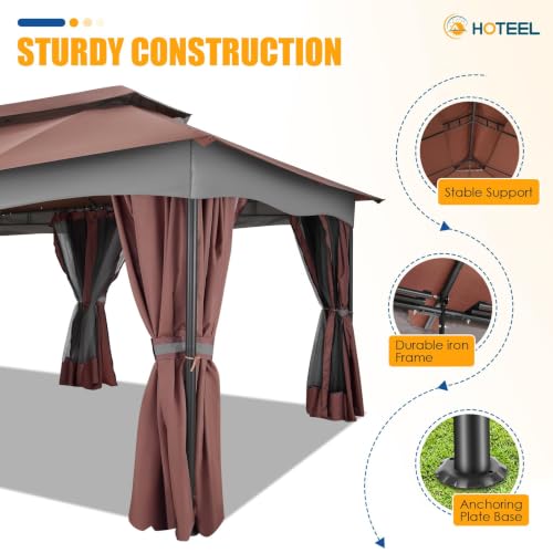 HOTEEL 12x20 Gazebo Review: Large Outdoor Shelter with Double Roof, Curtains & Mosquito Netting image 25
