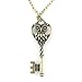 Gold Tone White Crystal Key Pendant Necklace