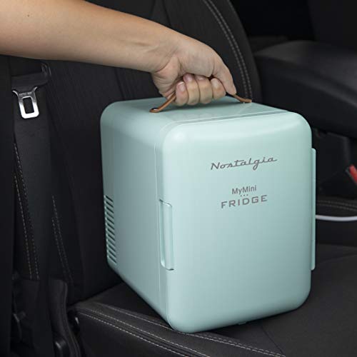 Nostalgia Mini Fridge, Personal Fridge, 6Can Capacity with Carry