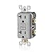 Leviton GFCI Outlet, 20 Amp, Self Test, Tamper-Resistant with LED Indicator Light, Protection from Electric Shock and Electrocution, GFTR2-GY, Gray