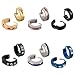 BMC 6pc Mens Stainless Steel Fashionable Multicolor Crystal Studded 4mm Luxury Hinge Snap Hoop Earrings Lot - Set 1