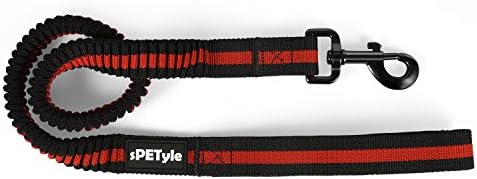 sPETyle Bungee Dog Basic Lead - Shock Absorbent Leash for Middle, Large, Young, and Energetic Dogs, Red