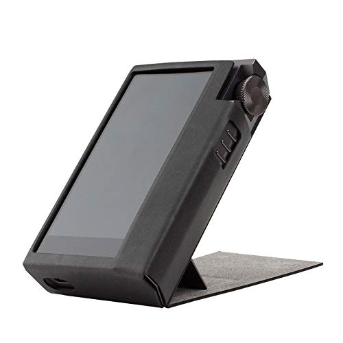 for Astell&Kern KANN Cube, Handmade Miter PU Leather Case Cover [Patented Stand Case] Kann Cube Case (Light Black)