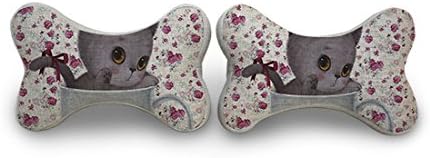 EnjoyIt Cute Cat Neck Pillow with Cotton Linen Surface and High Quality Memory Foam Insert, 10.8-Inch x 6.9-Inch x 4.5-Inch, One Pair