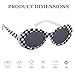 QIFANDI UV400 Clout Goggles Bold Retro Oval Mod Thick Frame Sunglasses, Checkered White, Medium