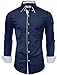 TAM WARE Mens Classic Slim Fit Contrast Inner Long Sleeve Dress Shirts TWNMS314-1-337S-NAVY-US XXL