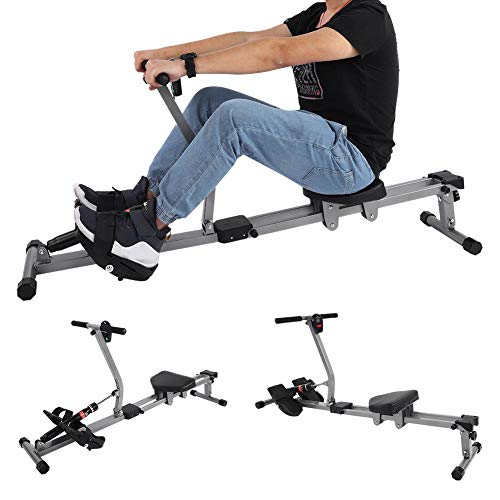 Rowing Machine,Steel Rowing Machine Cardio Rower Workout Body Fitness Accessory with Timing Counting etc Meter Display for Home Gym