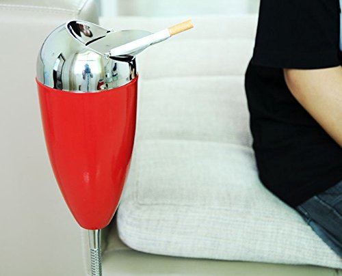Frjjthchy Creative Curvable Floor Standing Ashtray with Windproof Lid Cigar Ashtray (Red)