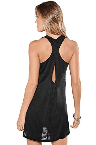 boldgal women's beach sleeveless swim mesh beach dress (black)