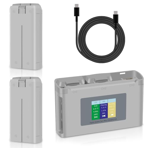 Photo 1 of COOLSHOW Intelligent Flight Mini 4K Battery Mini 2 Series Battery 2 Packs 2400mAh and Smart LED Triple Mini 2 Battery Charger Two-Way Charging Hub Compatible with DJI Mini 2,Mini 2 SE,Mini SE,Mini 4K