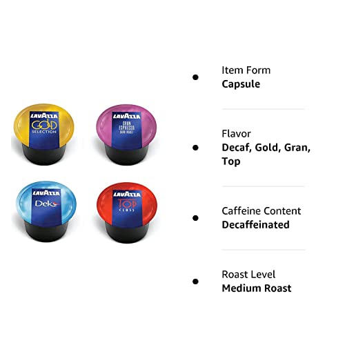 Lavazza Blue Capsules Coffee Pods, Best Value Variety Pack Decaf Dek, Gran Espresso, Top Class
