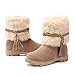 Susanny Women's Winter Fashion Warm Short Booties Casual Outdoor Suede Flat Heel Waterproof Faux Fur Beige Snow Boots 7 B (M) US