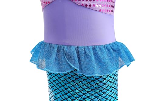 Little Girls Mermaid Costume, Princess Mermaid Ariel Costumes with Accessory, Mermaid Dress Costume For Fancy Dress Up Cosplay Party Birthday Party