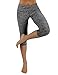 ODODOS Power Flex Yoga Capris Pants Tummy Control Workout Running 4 way Stretch Yoga Capris Leggingss With Hidden Pocket,CharcoalHearher,Large
