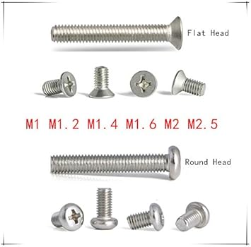Screw Stainless Steel Phillips Screws M1 M1 2 M1 4 M1 6 M2 M2 53 4 5 6 8 10mm Cross Flat Round Head Thread Metric Machine Screw Bolt Size M1x5 50pcs Length Flat Head Amazon In Industrial Scientific