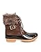 Nature Breeze DD29 Women Mix Media Fur Belted Zip Duck Boot - Brown