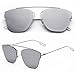 Elegant Metal Reflection Mirror Frame Sunglasses (Silver)