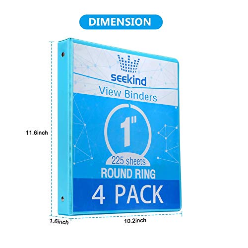 1 Inch 3 Ring Binders,SEEKIND Round View Binders with Pockets,Customizable for Home,School and Office Supplies-4 Pack - Thumbnail 4