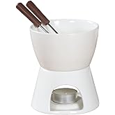 Sizikato Pure White Porcelain Chocolate Fondue Set, 10 Oz