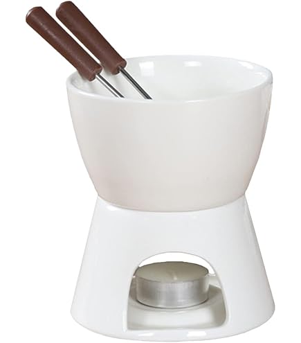 Swissmar F66327 Lot De 4 Tasses à Fondue Au Chocolat - Céramique Et Inox, 125ml Avec Bougie Chauffe-Plat