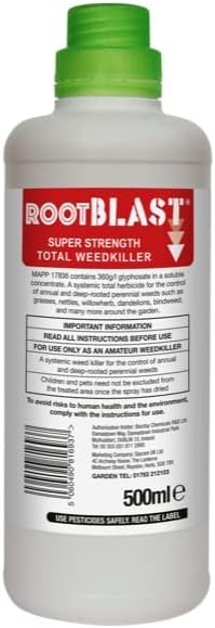 Rootblast Super Strength Concentrated Weed Killer Glyphosate 500ml Kills Roots