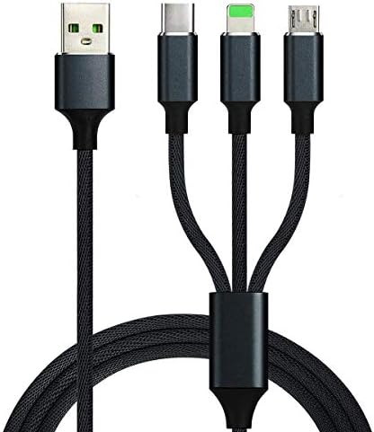 SVEUC 2Pack Multi Charging Cable Multi Charger Cable USB Multi Cable 3 in 1 Charging Cable Long 7.2ft/2.2m Nylon Braided 3-1 Charging Cable for Phones(Black)