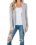 Chuanqi Women's Open Front Ribbed Cardi with Pockets Long Sleeve Cardigan Sweater