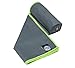 Youphoria Yoga Microfiber Towel Non-Slip Yoga Mat Towel - Hot Yoga Towel for Sweat & Grip... (Gray Towel/Green Stitchig)