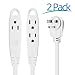 Maximm Extension Cord with Multiple Outlet 6 ft, with Space-Saving Flat Plug Design, White, 16 Gauge, Flat Extension Cord Under Carpet ETL Listed, 2 Pack