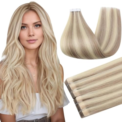 Full Shine Ash Blonde Tape Human Hair Extensions