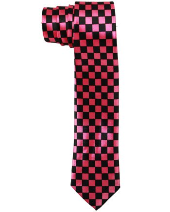 Outer Rebel Pink Black Check Skinny Tie
