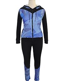 Angsuttc - Conjunto de chándal y pantalón de manga larga con capucha y cremallera completa para mujer