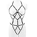 Slocyclub Hottie Women Cut Out Cupless Bandeau Harness Strappy Bodysuit, B, Onesize